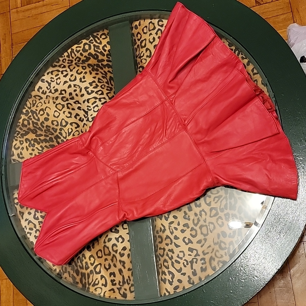 Michael Hoban Pink leather corset dress